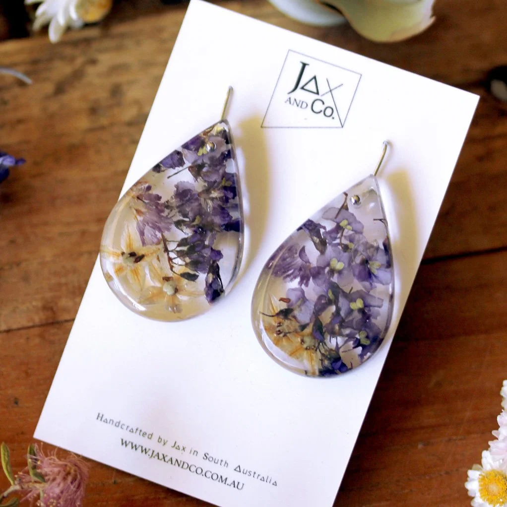 Small Mixed blue/purple Bush Flower Drop Earrings 4