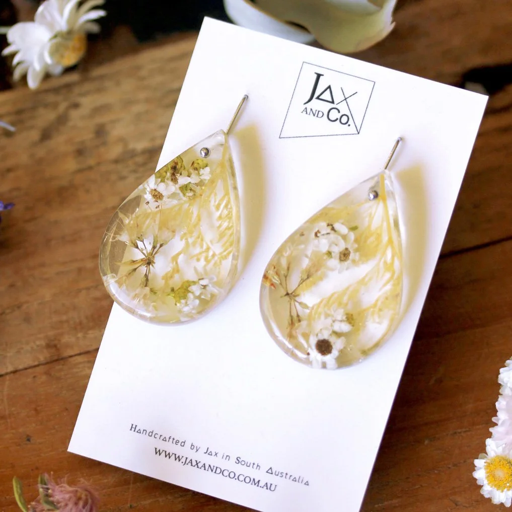 Small White Flower Drop Earrings 2
