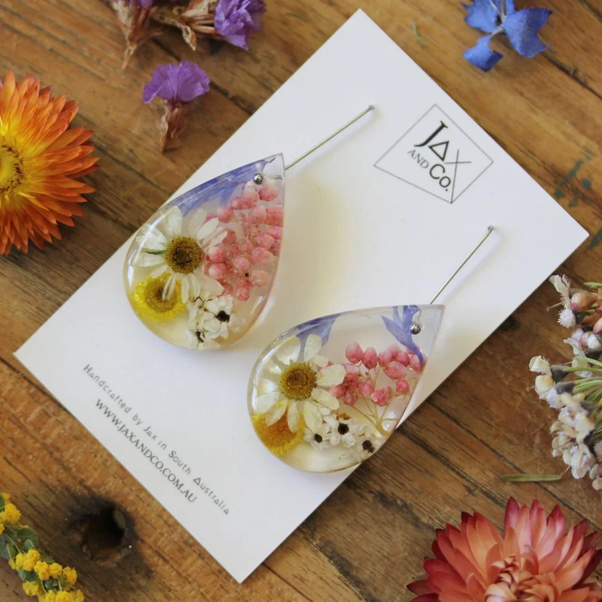 Small mixed flower Drop Earrings 1