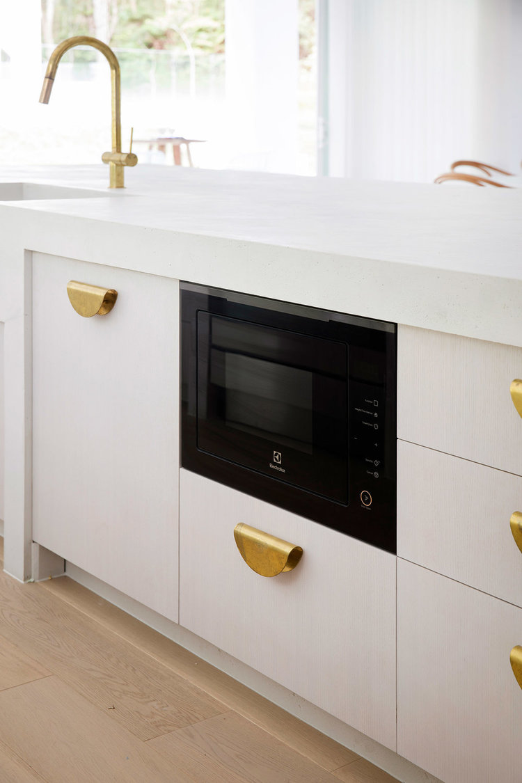 Brass Drawer Cupboard Handle Studio, Half Moon Cabinet Pulls White