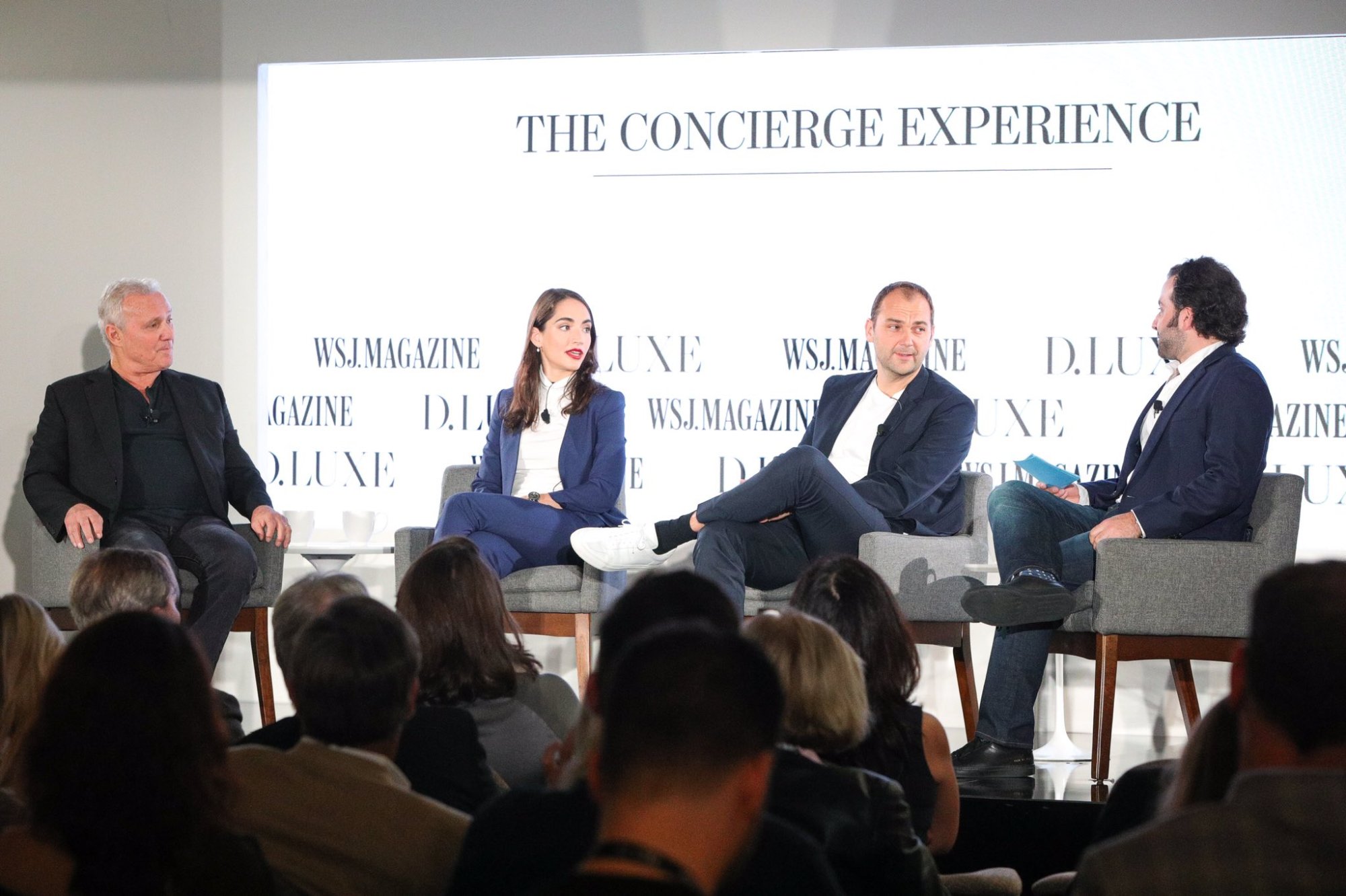 Ian Schrager, Marcela Sapone, Daniel Humm, Howie Khan at WSJ D.Luxe conference.