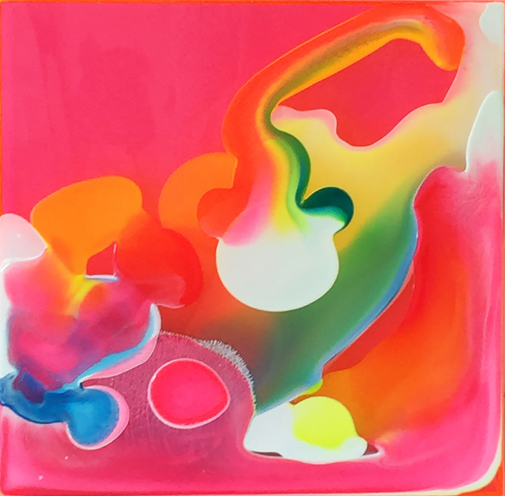   Oil varnish and pigment on perspex box 30 x 30 cm  