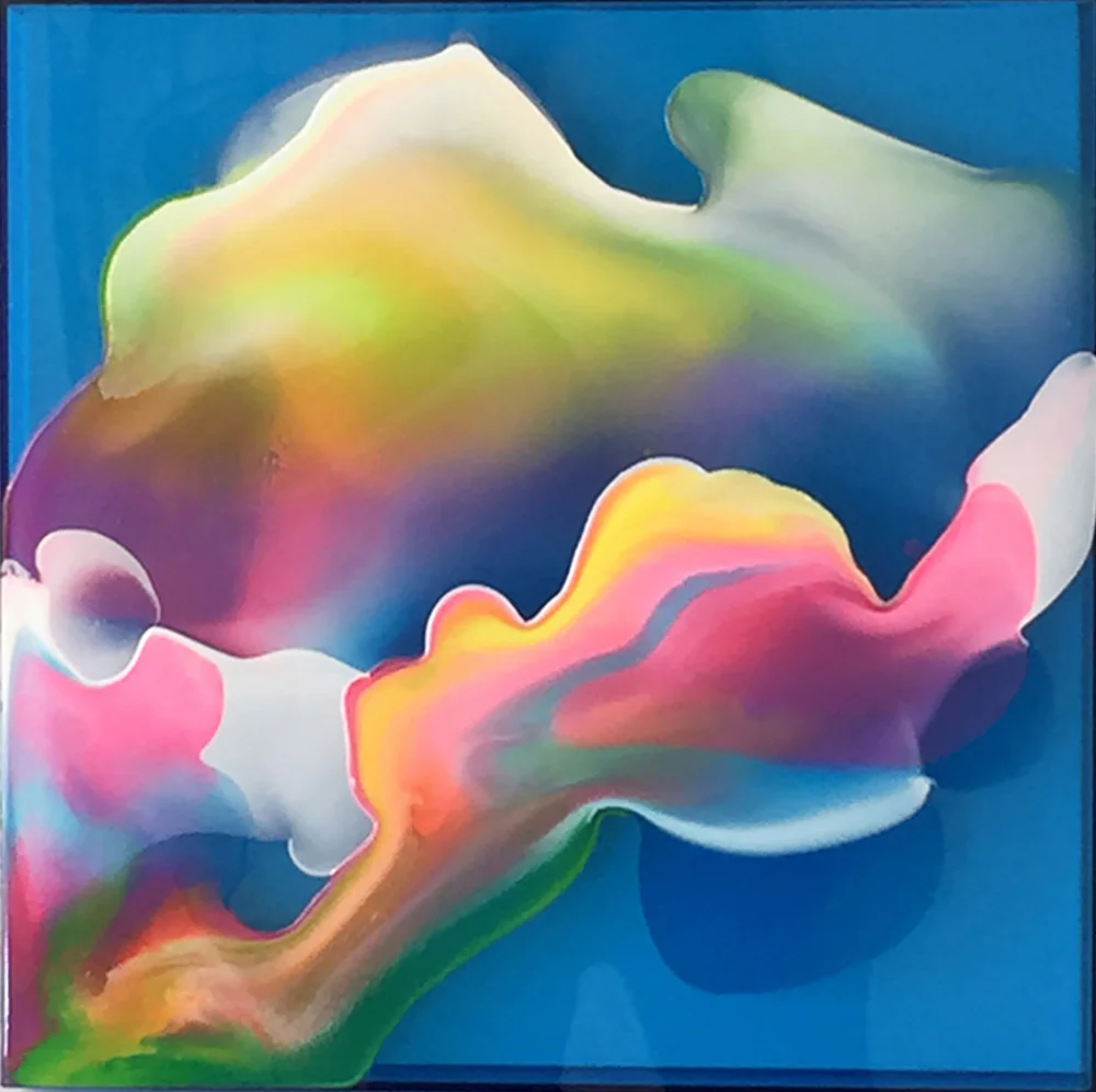   Oil varnish and pigment on perspex box 30 x 30 cm  