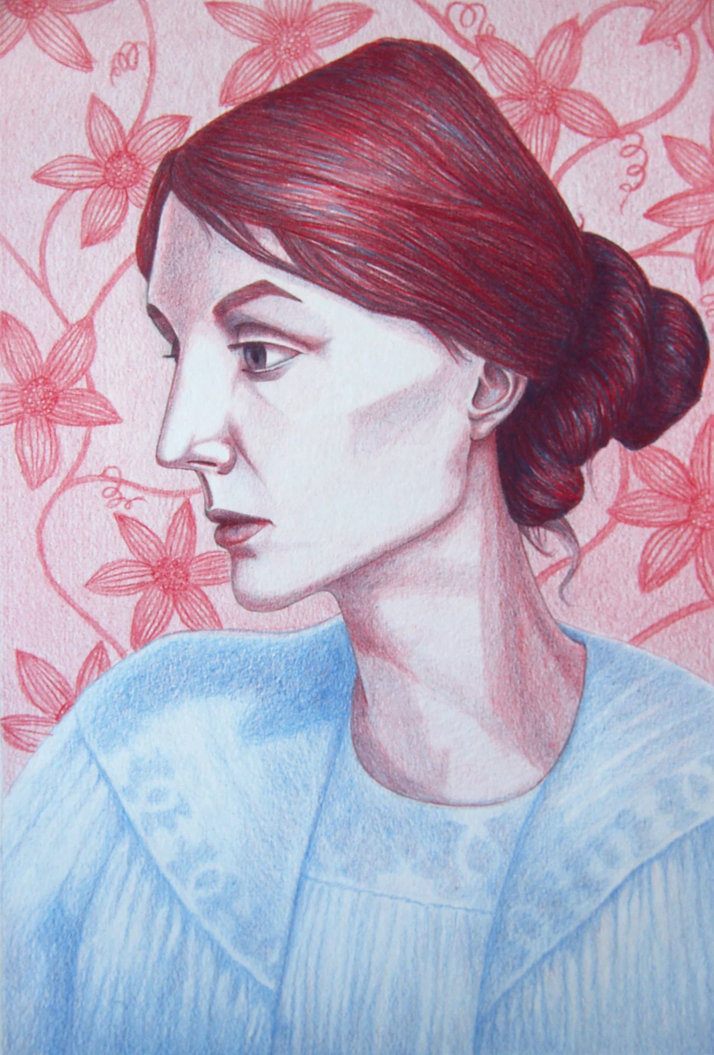 my first - overly stylized - attempt at drawing Virginia Woolf