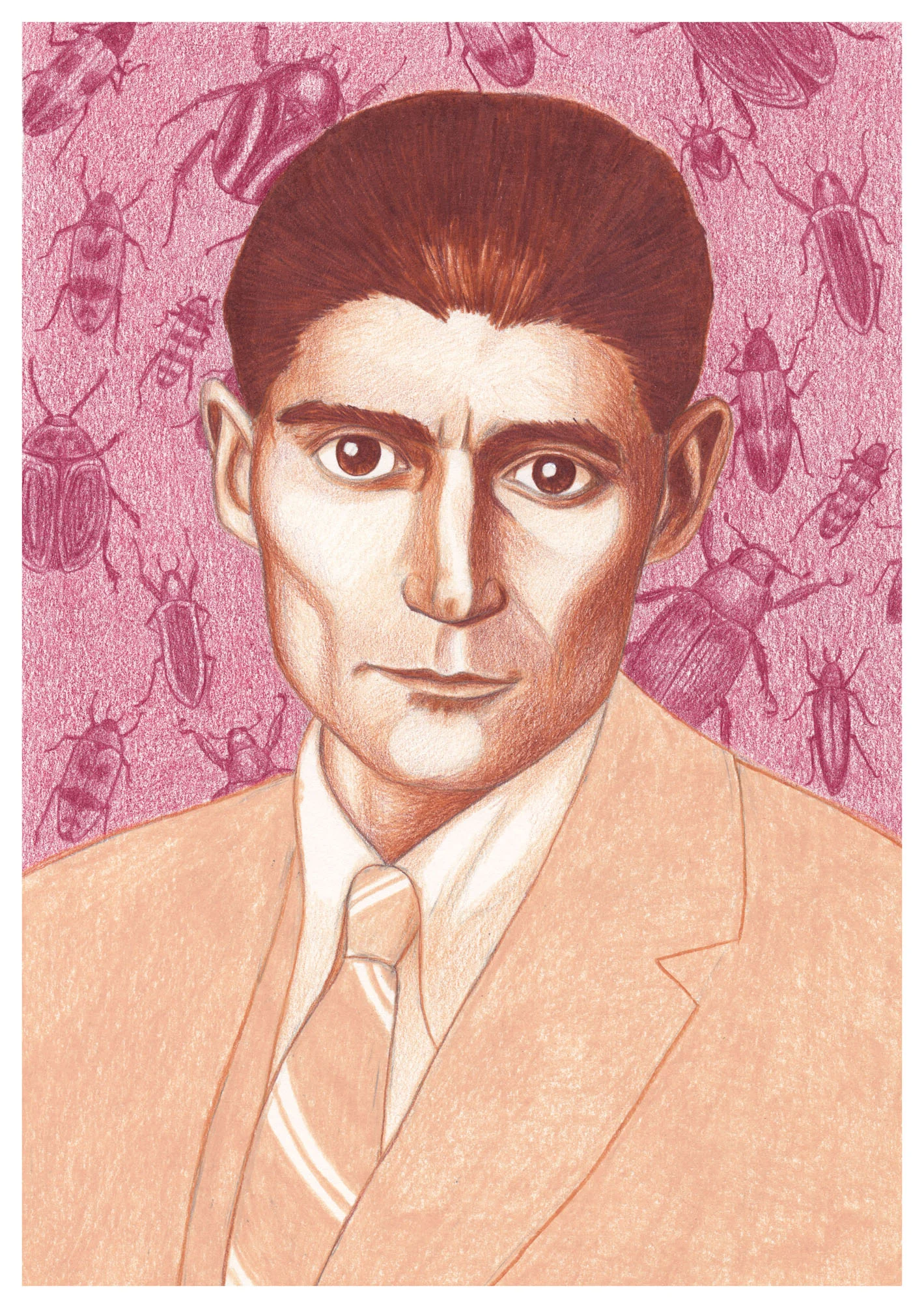 my finished illustration of Franz Kafka