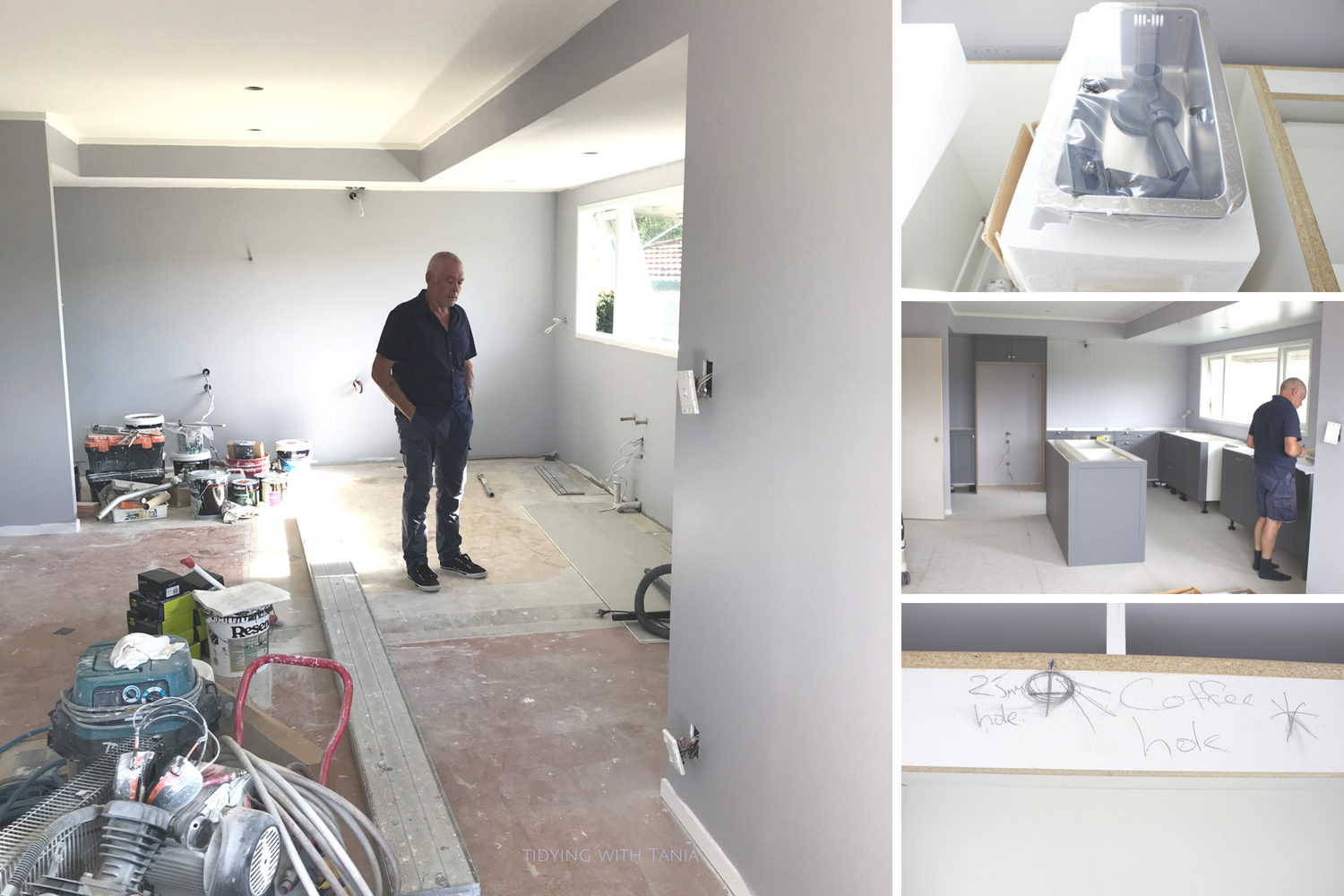Pete visualising his new coffee station / coffee sink / final details for the plumber! 