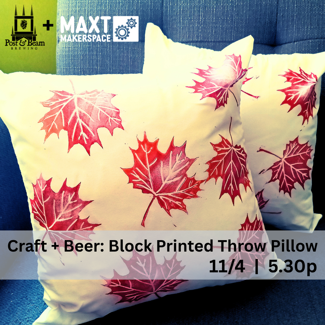 Craft + Beer: Block Printed Throw Pillow