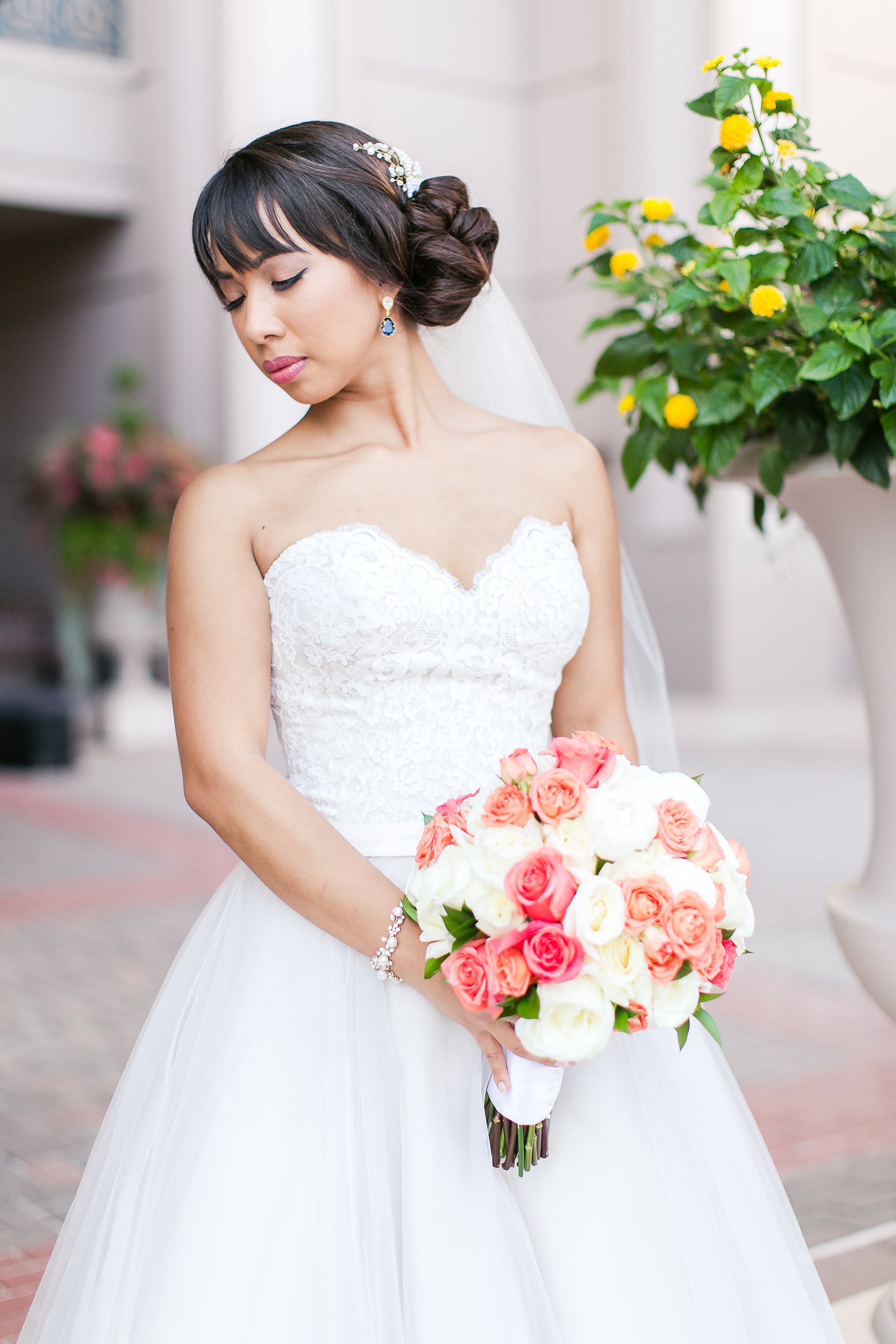 Blue and Coral Wedding - Bridal Earrings