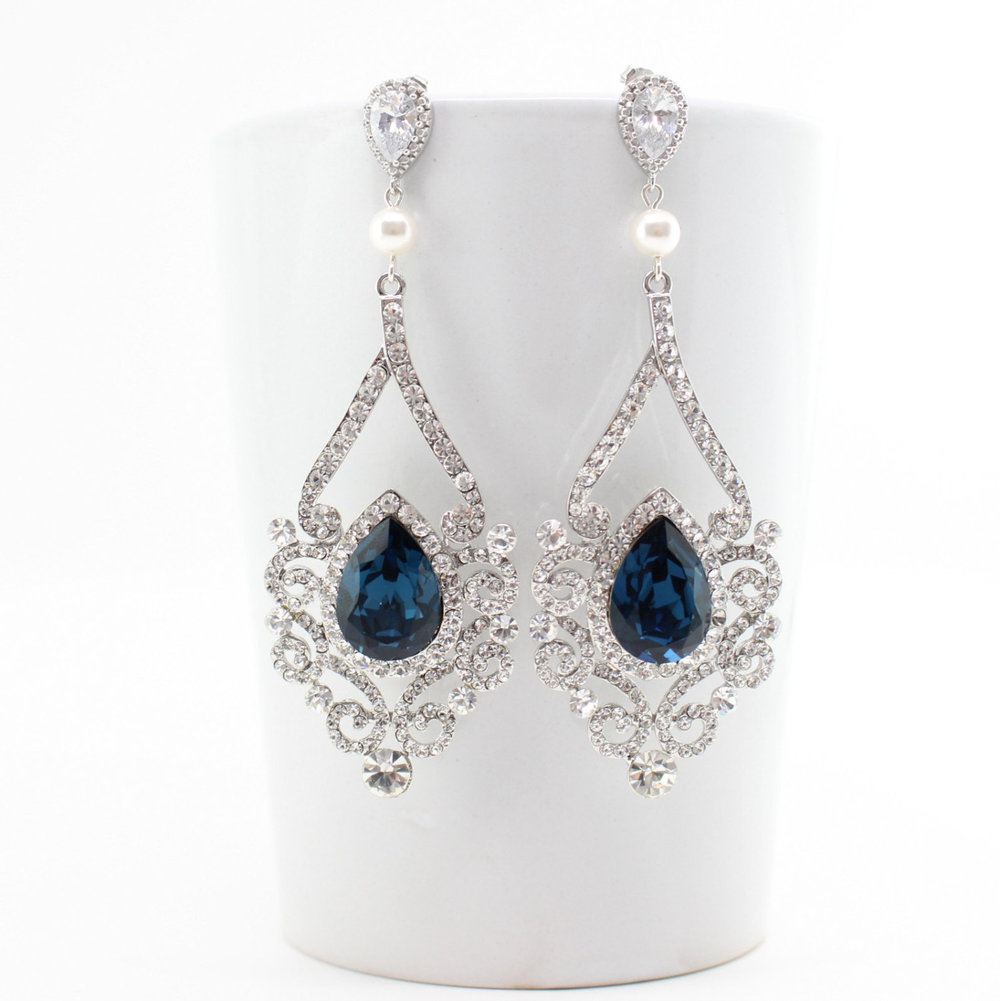 Statement Earrings - Crystal and Pearl Earrings