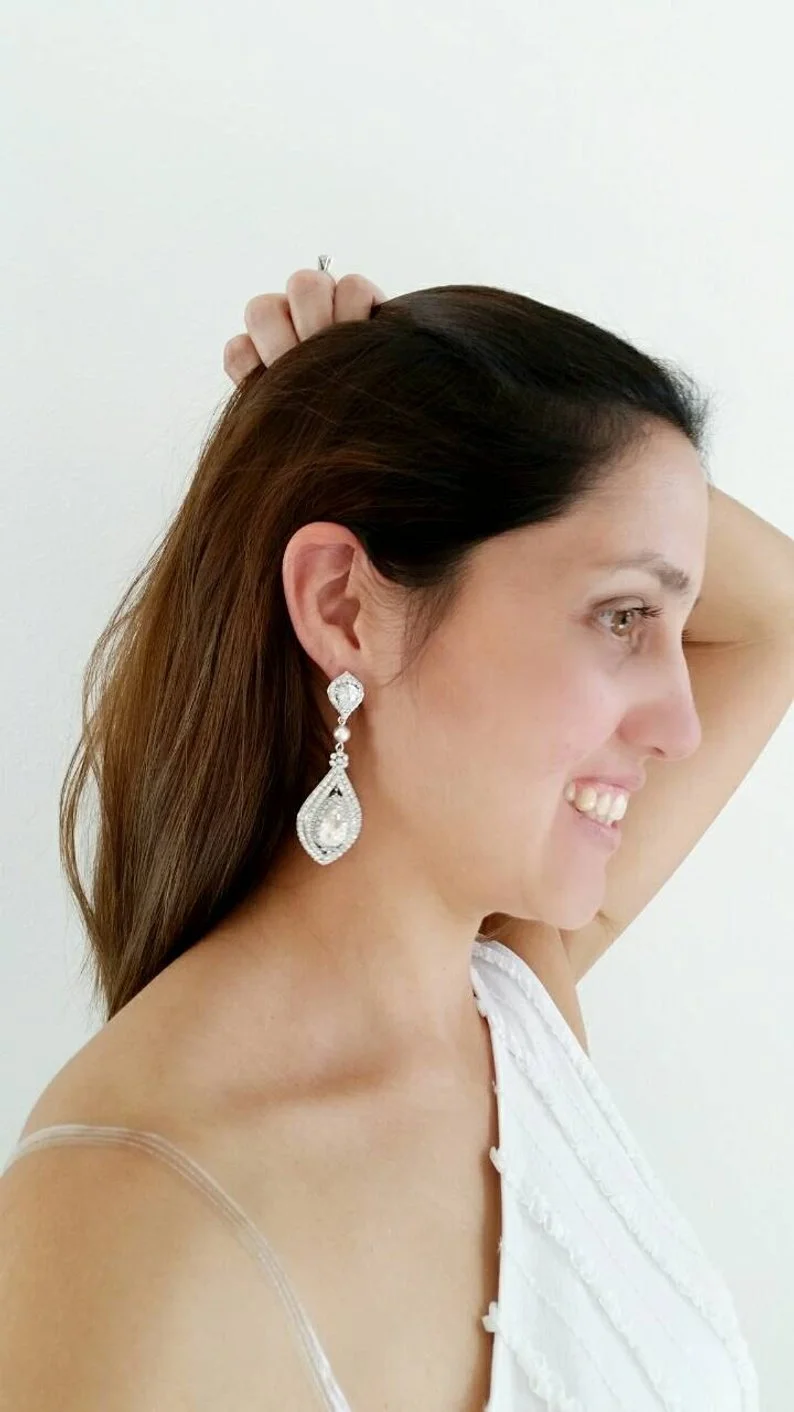 Art Deco Bridal Chandelier Earring