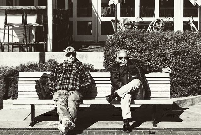 Whatchu lookin at? 👀 #meanmuggin
.
.
.
.
.
#staredown #capture #throwback #tbt #idontknowthesemen #strangerphotography #oldtimephoto #parkbench #portrait #portraitphotography #moment #instagood #instadaily #instagood #photography #photographer #crea