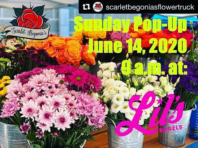 THIS SUNDAY we will be slinging Bagels &amp; Blooms! @scarletbegoniasflowertruck is popping up and will be wrapping bouquets from 9 a.m. until they are sold out. We will be serving up hawt bagels, schmears, sandwiches &amp; more from 8 a.m. - 2 p.m. 