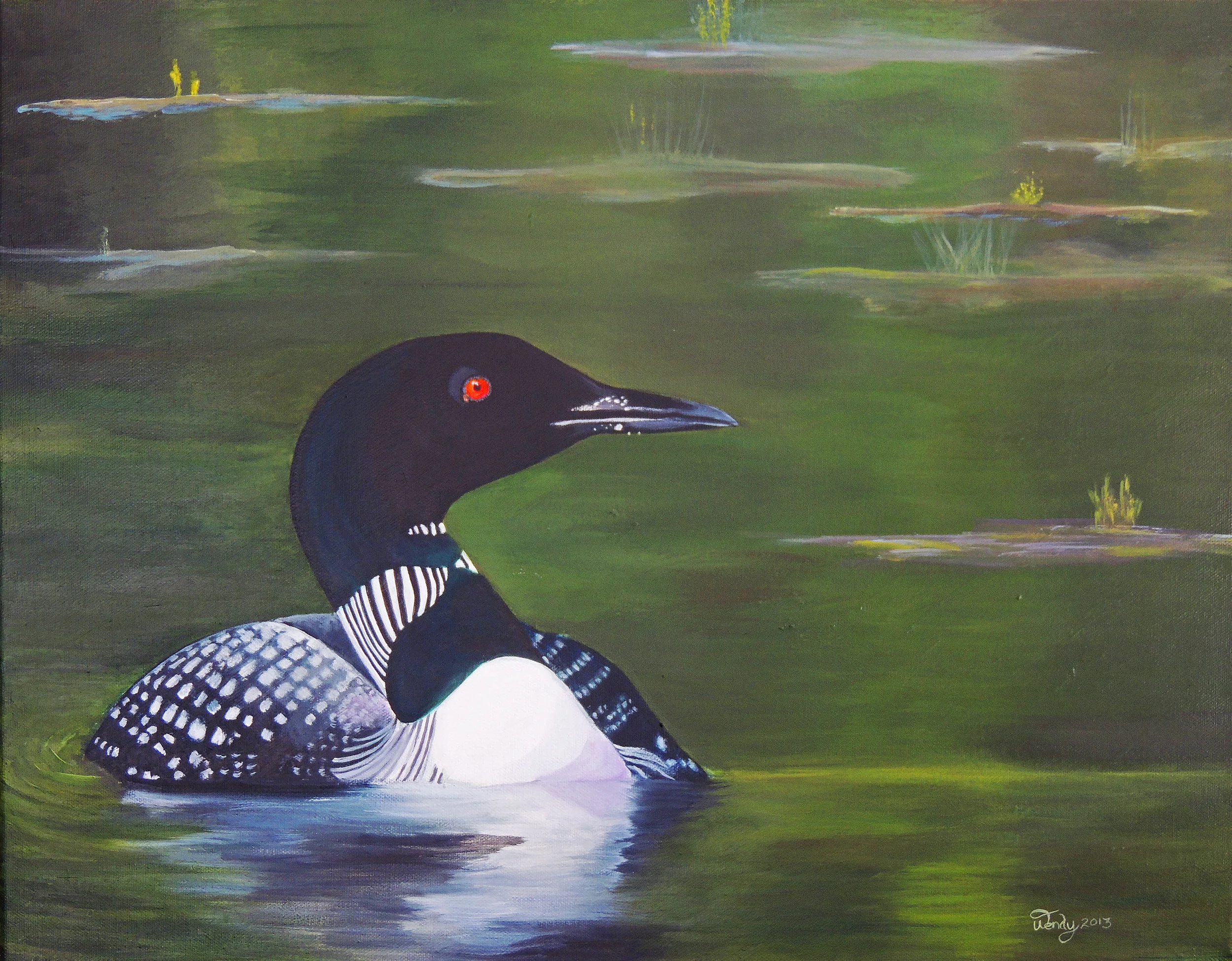 For Charlie . Common Loon. Acrylic on Canvas