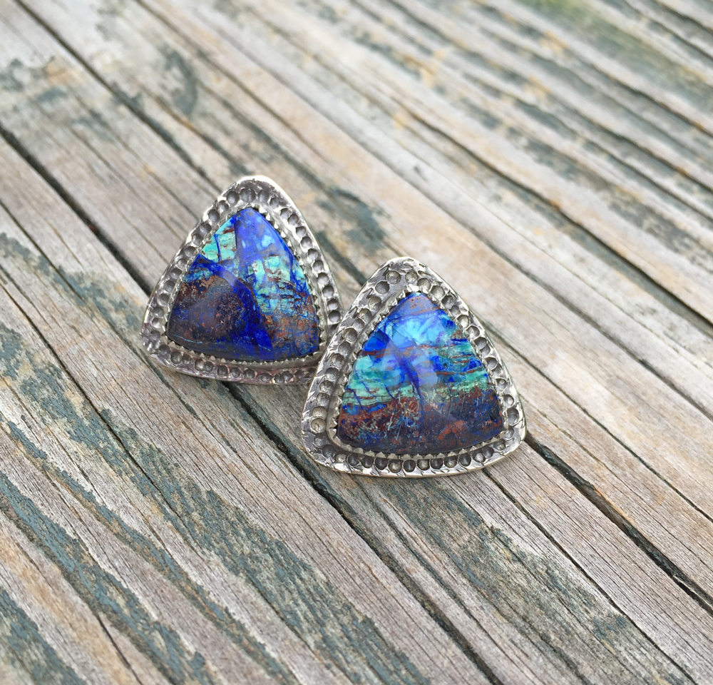 Azurite Post Earrings (Sold)