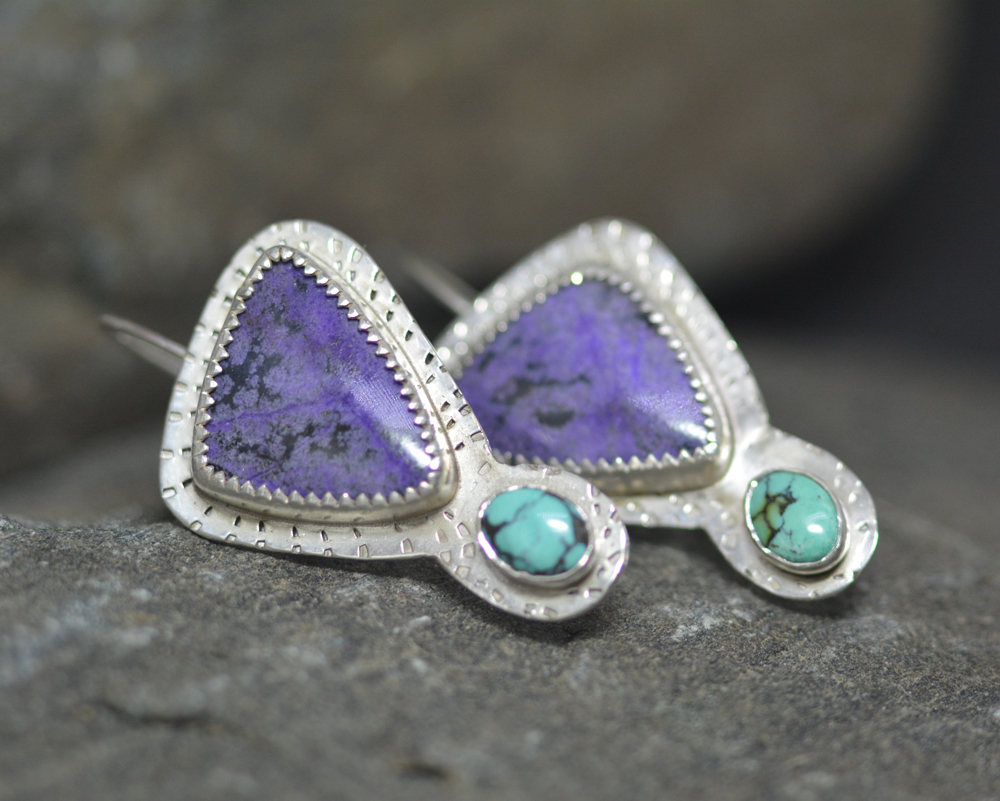 Suglilite and Turquoise Earrings (Sold)