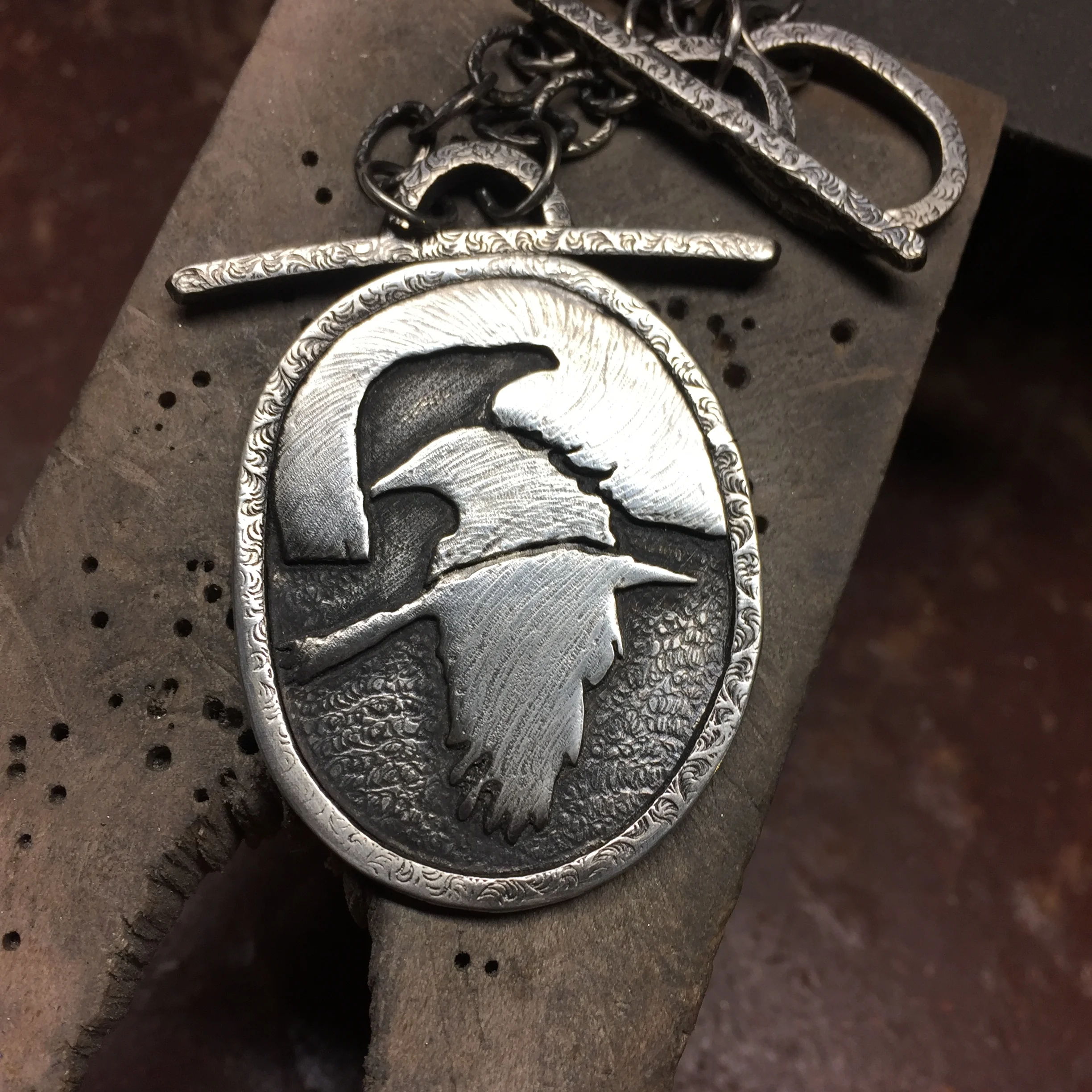 Three Crows Necklace. Front. (NFS)