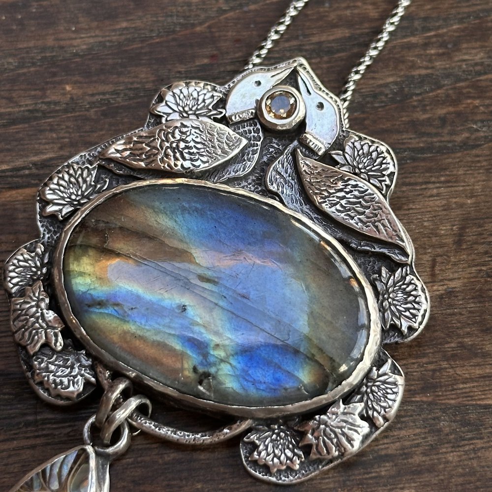 Labradorite Double Loon Pendant on chain, Citrine, Mother of Pearl and  Ammonite Inlay. Made in New H — Wendy Wetherbee - Nature Focused Artist &  Metalsmith