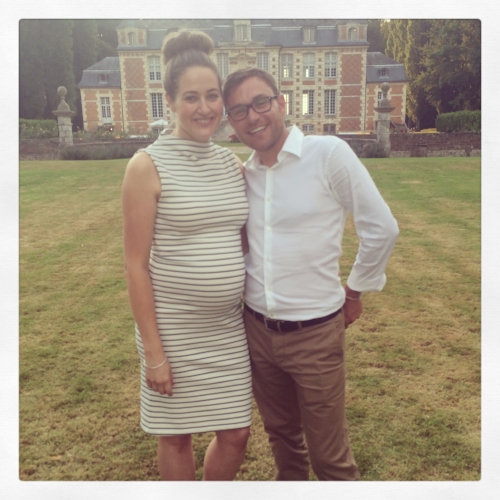 Here I am with my husband (and my daughter bump) celebrating our friends' wedding in France. The setting was beautiful. I was eight months pregnant in this picture and feeling so excited about everything that was to come! 