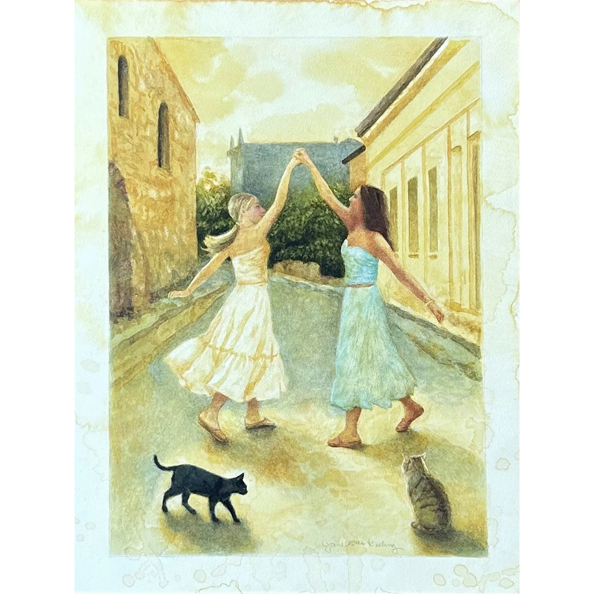  TWIRLING IN GREECE  16×12 inches, watercolor on Aquabord  NFAS 