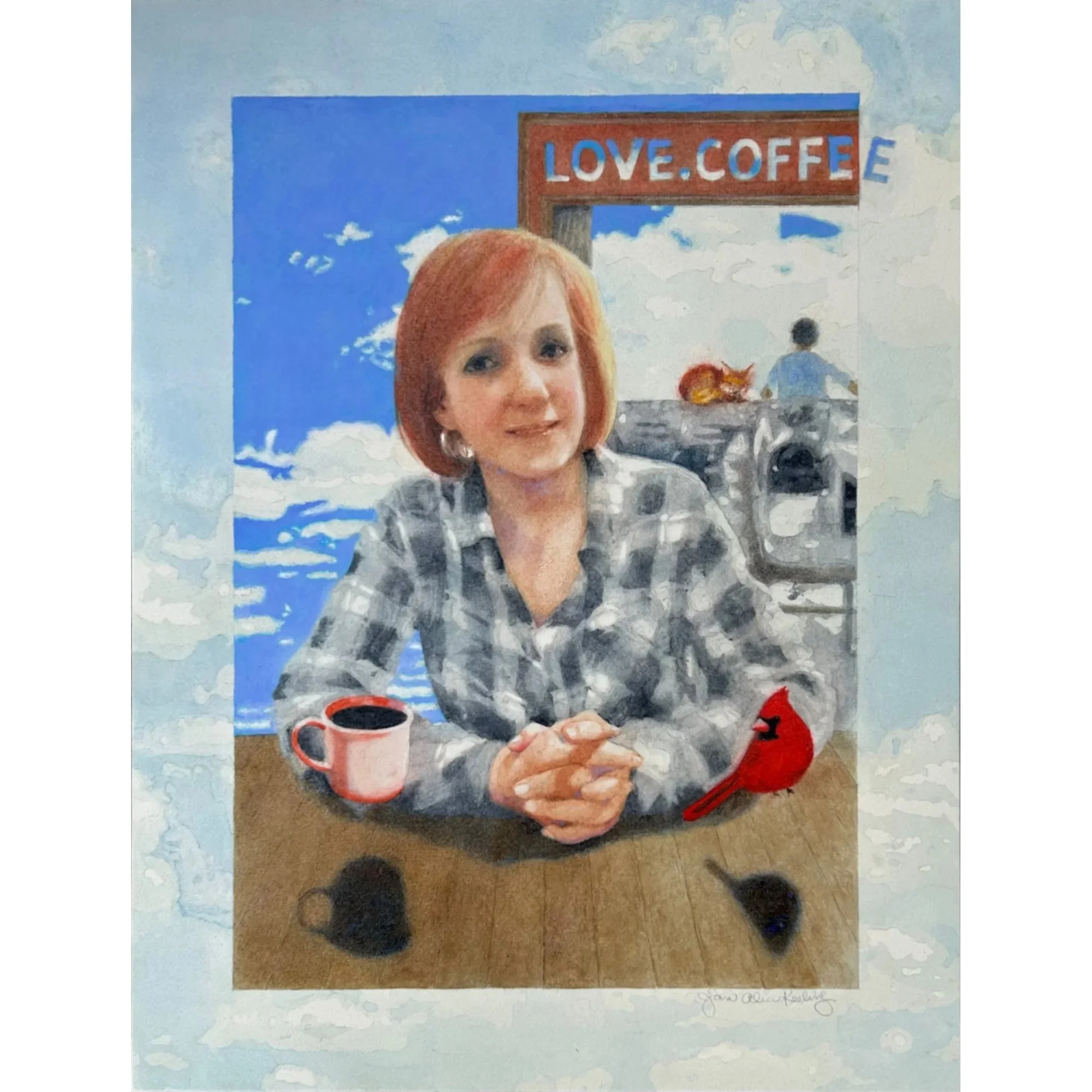  COFFEESHOP IN THE SKY  16×12 inches, watercolor on AQUABORD NFS 