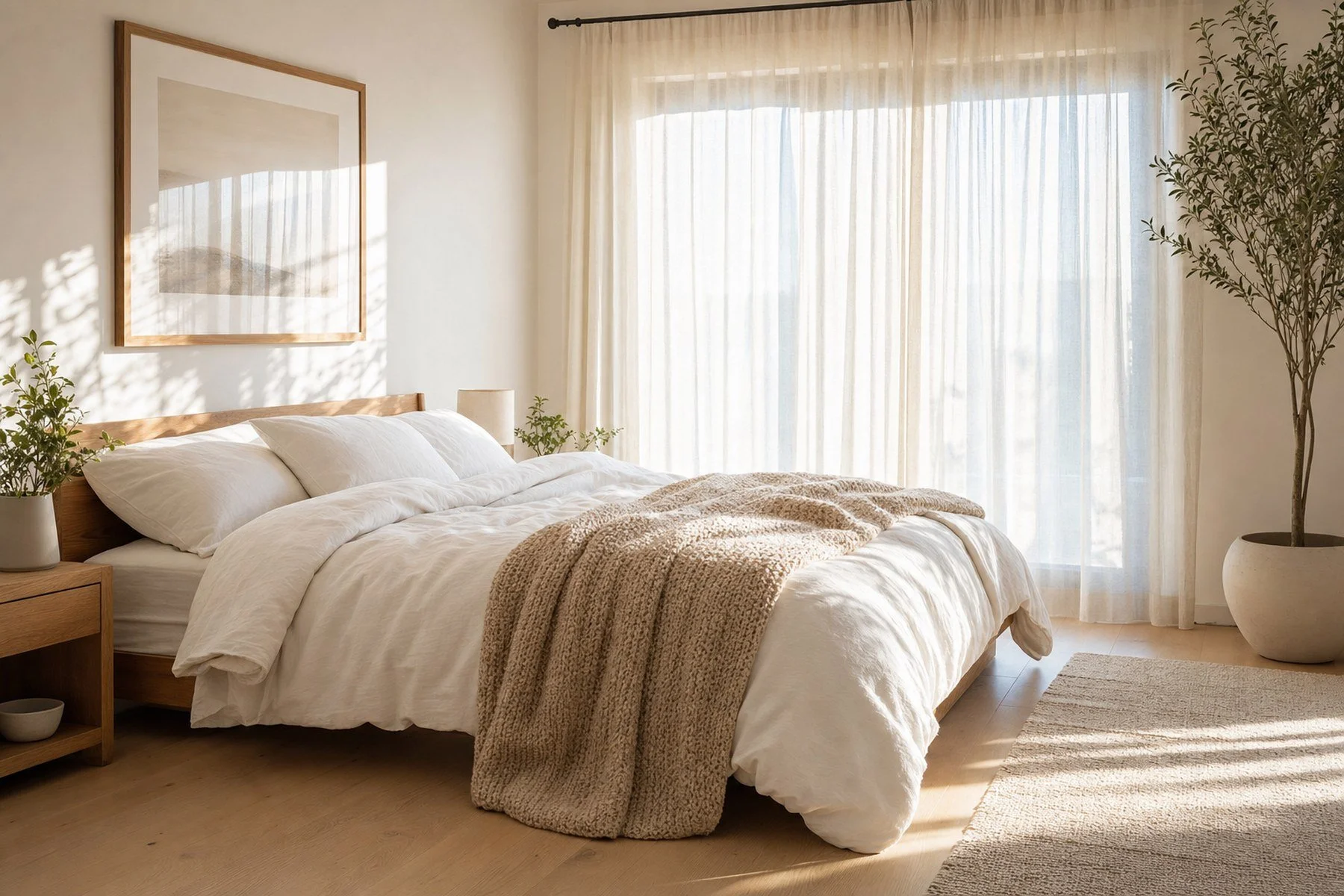 A restful bedroom with morning light