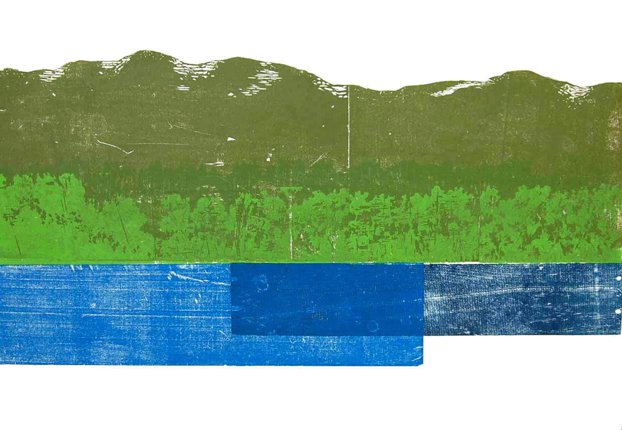 River Landscape #1, 2008 <br> Block Print <br> (23'' x 33.5'')