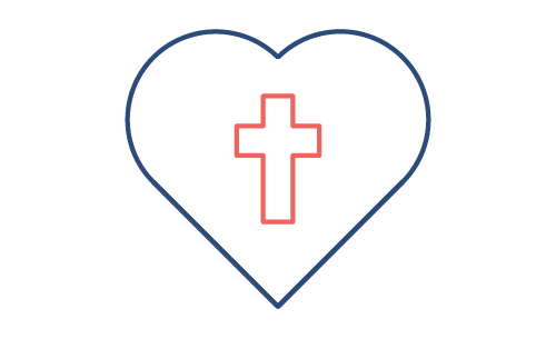 A cross inside of a heart, symbolizing Bible study increasing your love for God