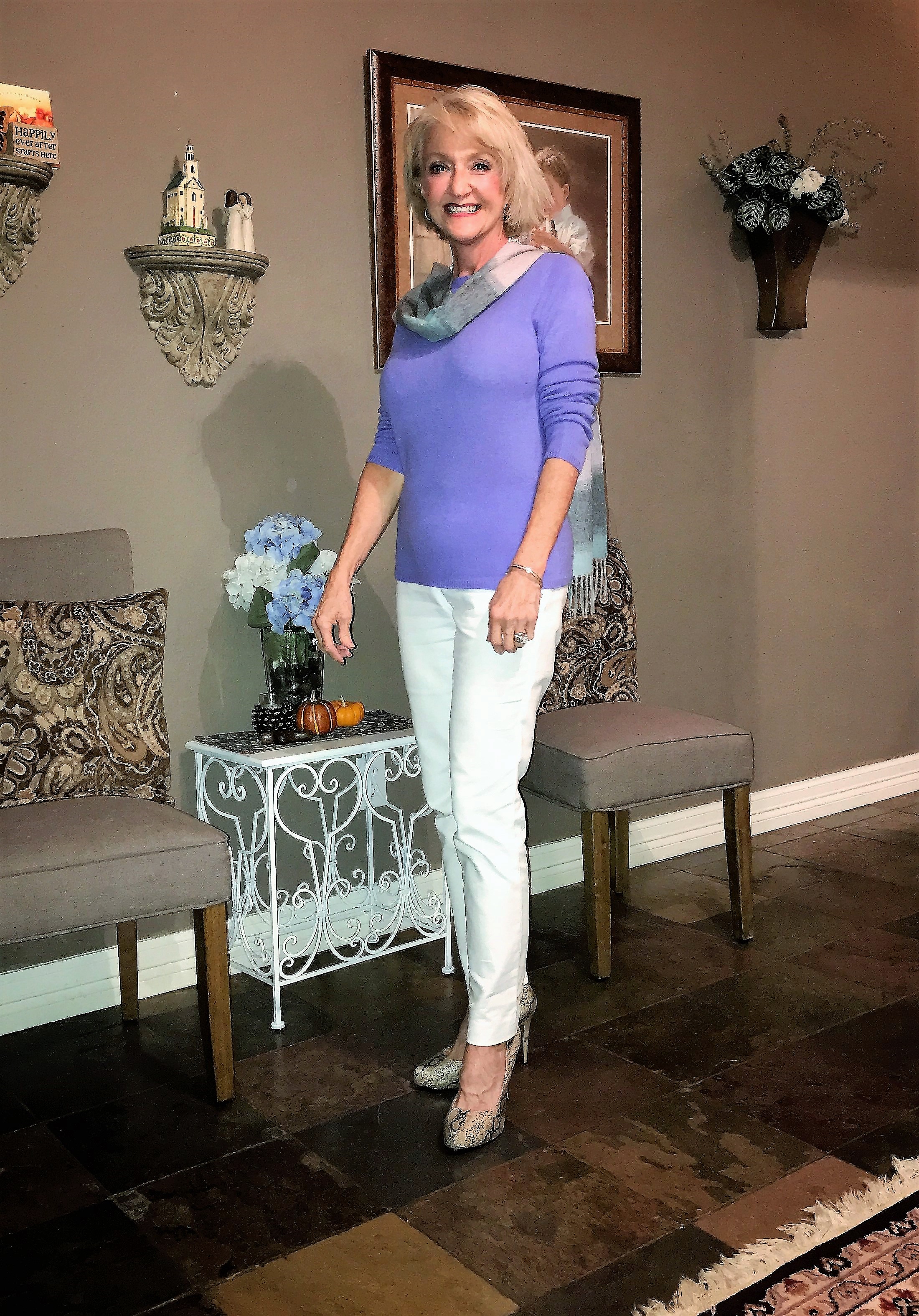 I love Cashmere. It is so soft and luxurious and comes in gorgeous colors and patterns.