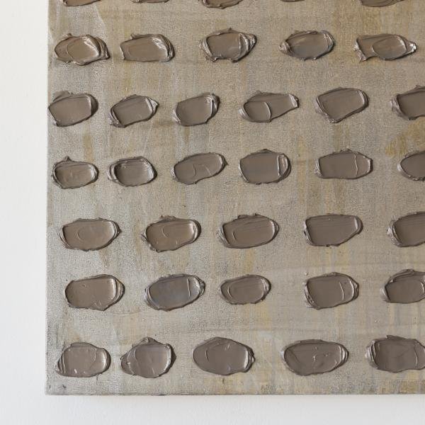 A detail image of Kim Fonder's abstract and modern artwork titled Visone Uno that measures 30 inches by 30 inches.