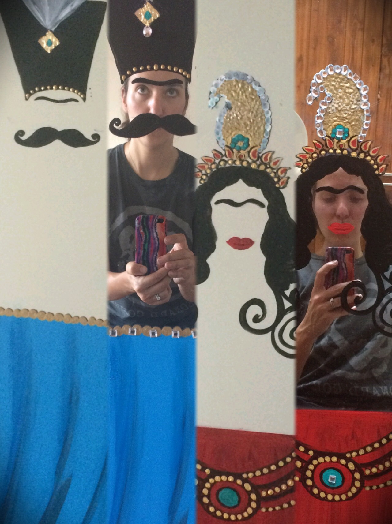 In one of the windows, two mirrors were partially painted in the ancient style of Qajar Art, leaving room for viewers to see their own reflection overlayed with Persian cultural influence - speaking to a sense of cultural hybridity, and a merged reality many in the City of Chicago experience every day. Viewers were invited to snap a picture, use #WhisperingWalls and post images on their social media.