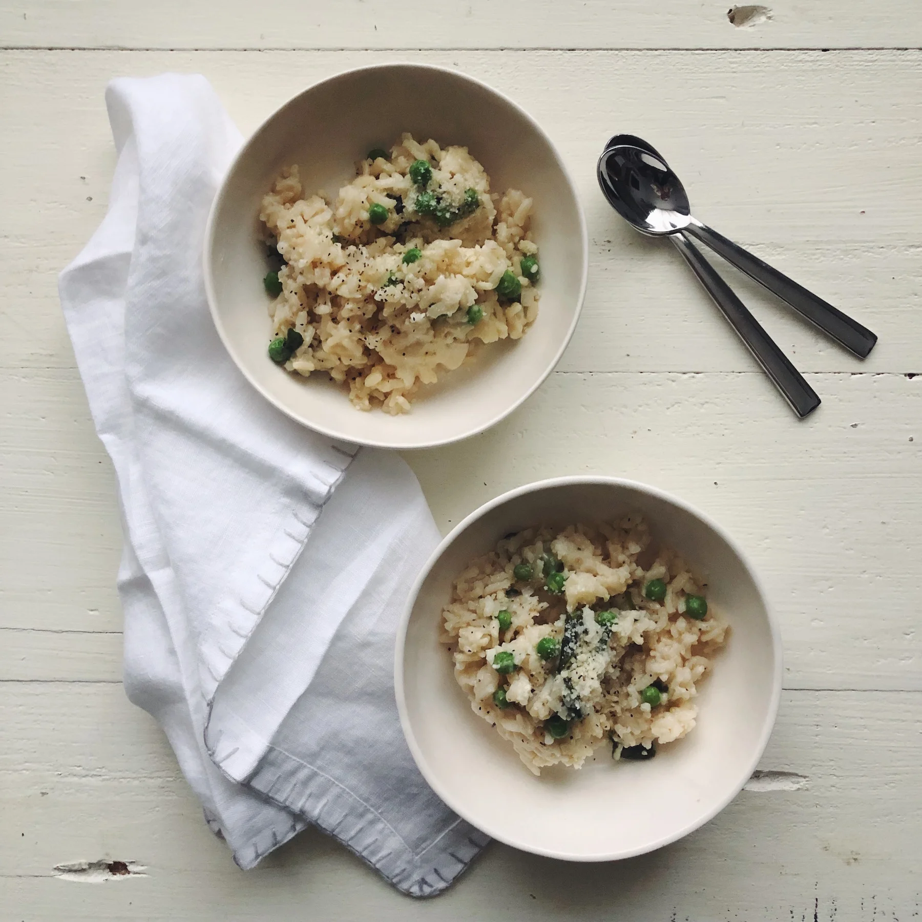 Instant Pot Risotto with English Peas + Spinach