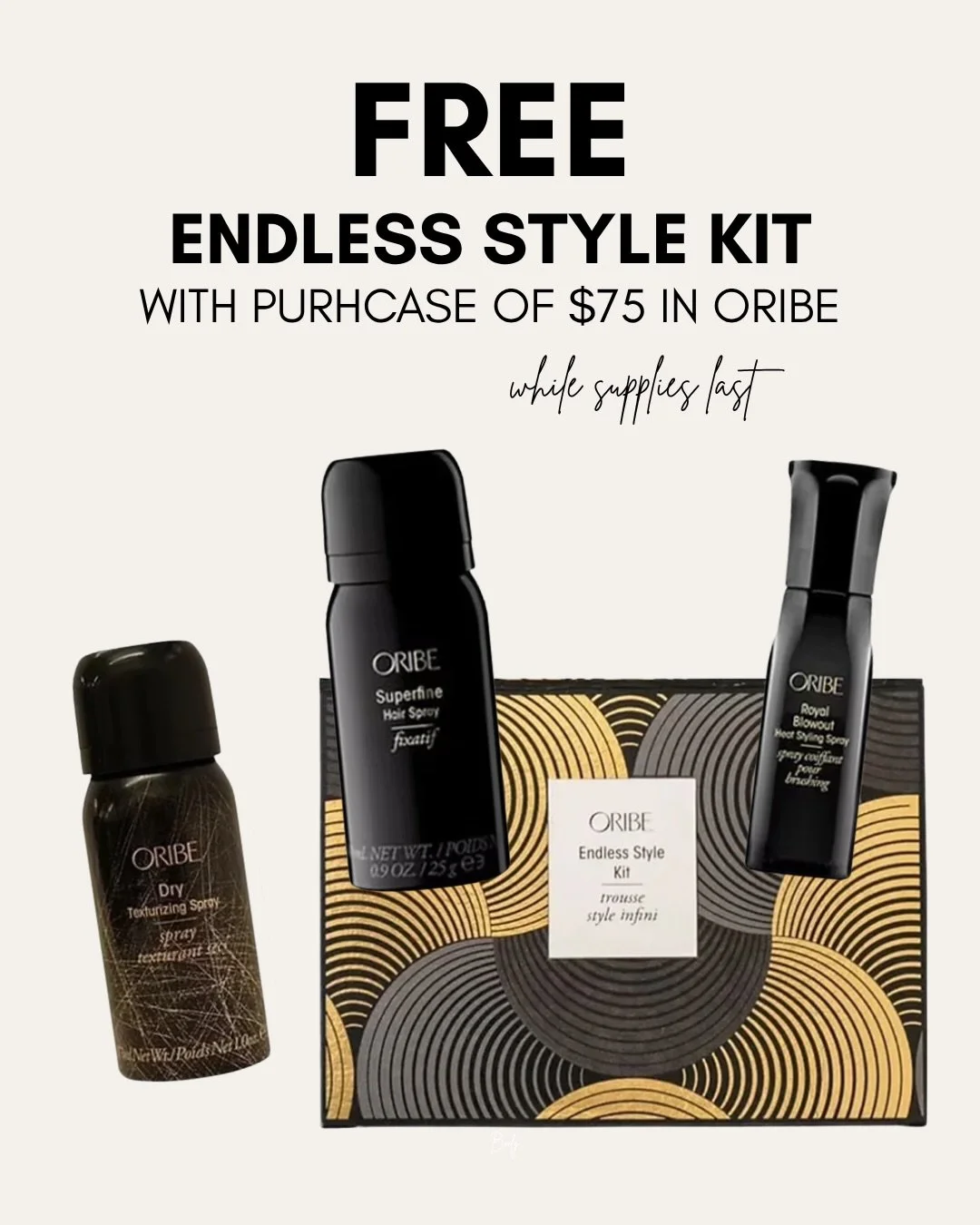 Our May gift with purchases🌸
&bull; Spend $75+ on Oribe and receive an endless style kit! Perfect to throw in your bag for on-the-go hair 
&bull; Spend $250+ on ZO &amp; receive a travel illuminating AOX serum- a $114 value! 
Swipe for more details!