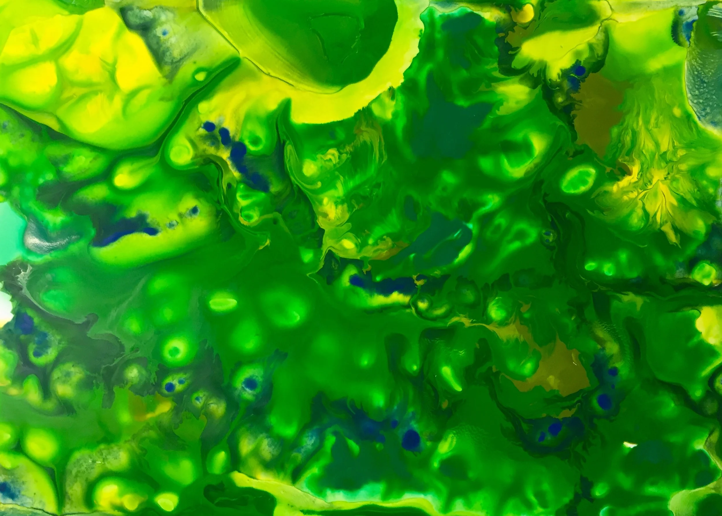 Green green cerulean blue, 5" x 7" acrylic on yupo paper. 95.00 USD includes shipping and matting