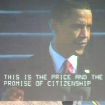 Photo I took with my own camera at the 2009 Inauguration of Barack Hussein Obama. I was there. It was a 14 hour day and I must have walked 10 miles to be there. But I was there. It was magical.