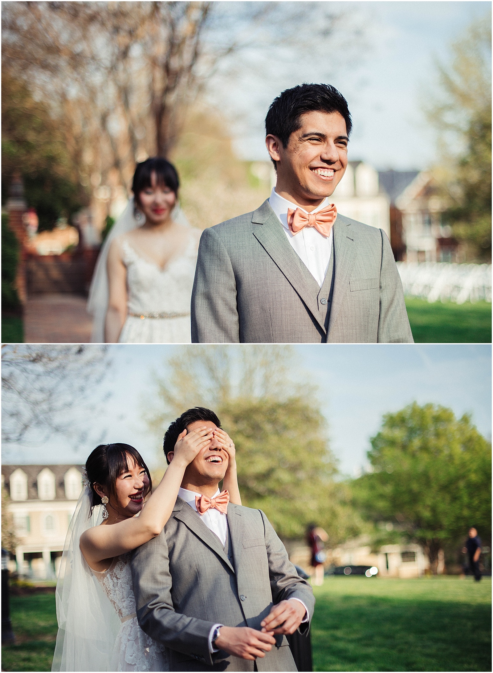 first look with bride and groom multicultural wedding 
