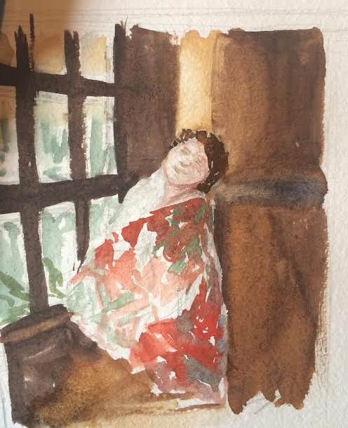 Thumbnail sketch to test value and composition