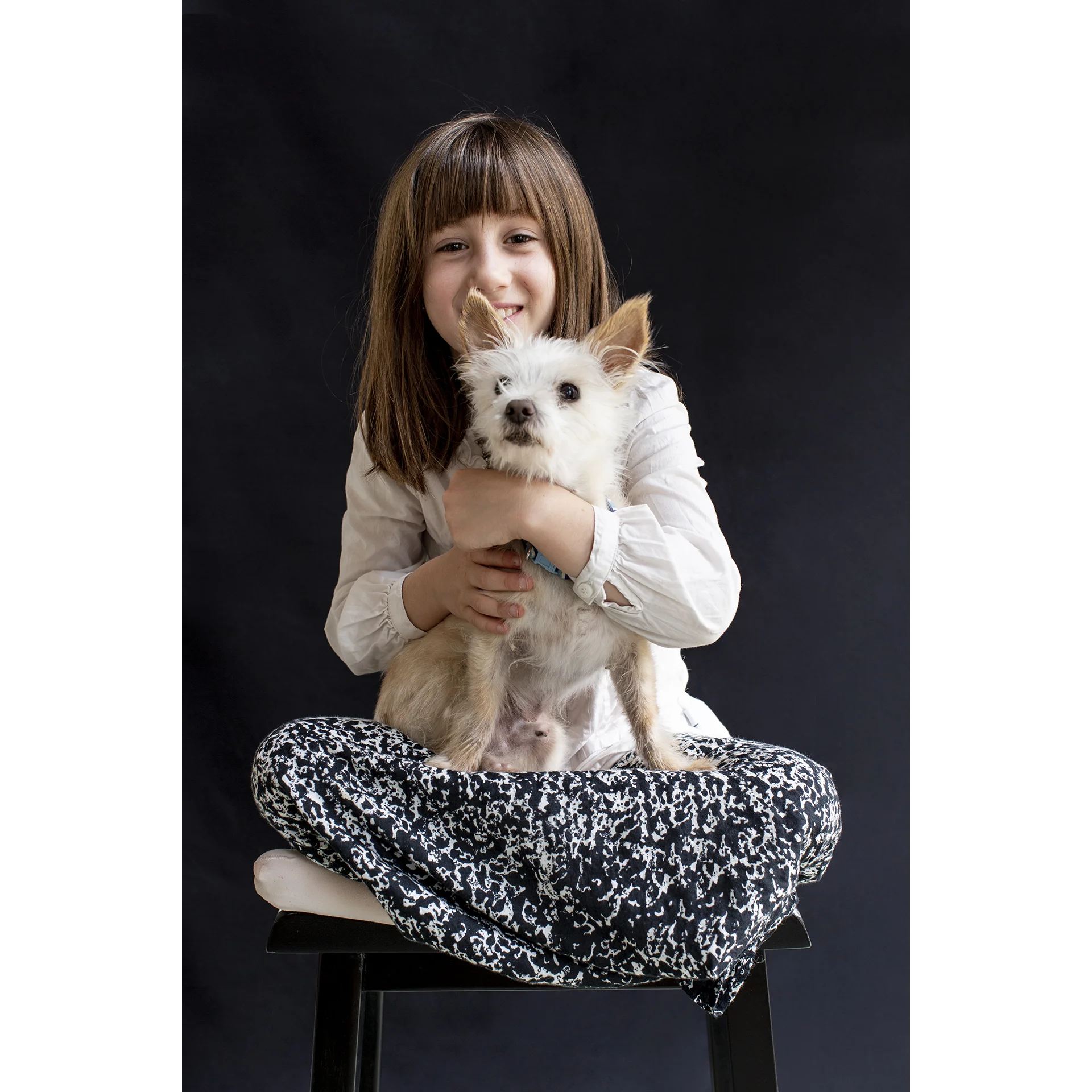 Ella Fleur (age 7), with her dog Zumbido, Maine Portrait by Lori Pedrick