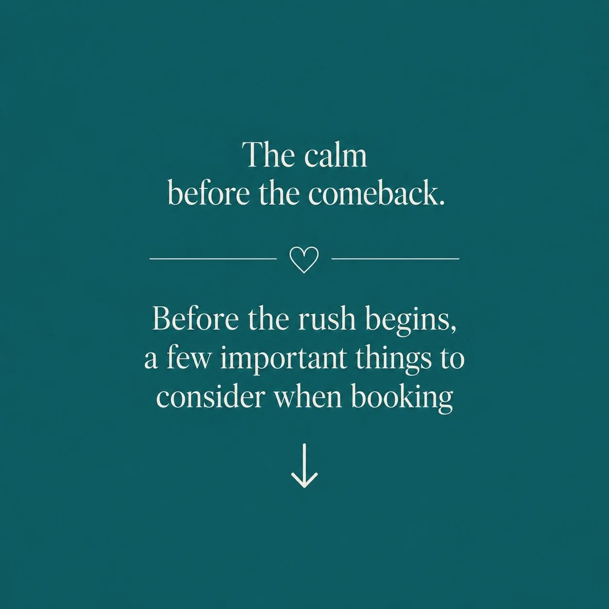 ✨ The calm before the comeback. ✨

As excited as we are to welcome you into our new and renewed space this July, we don&rsquo;t recommend waiting to book until we&rsquo;re back home.

If you know you&rsquo;ll need your hair done in the next few weeks