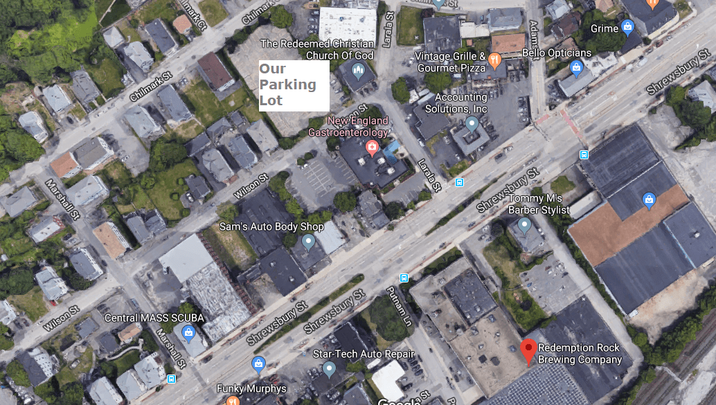Parking for Redemption Rock. This highly sophisticated map was created by our super-talented marketing person using Microsoft Paint.