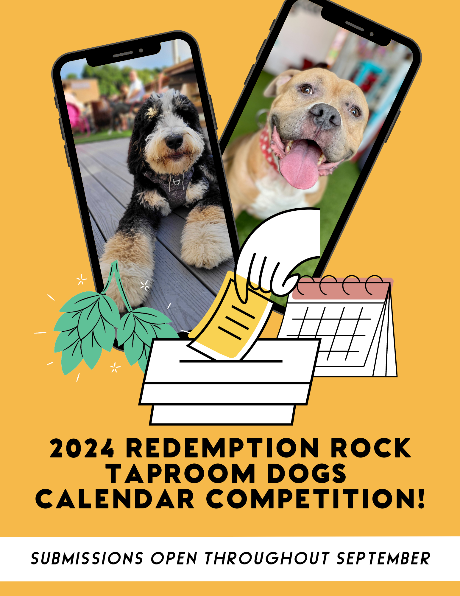 The 2024 Redemption Rock Taproom Dogs Calendar Competition is Open