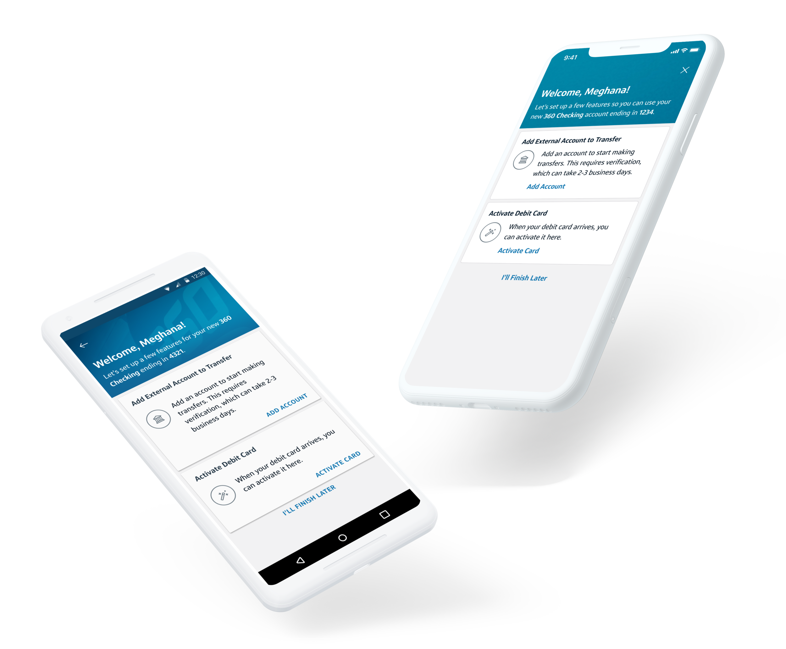 Account Setup, Mobile (2020)A mobile experience that allows customers to set up their new Capital One account.
