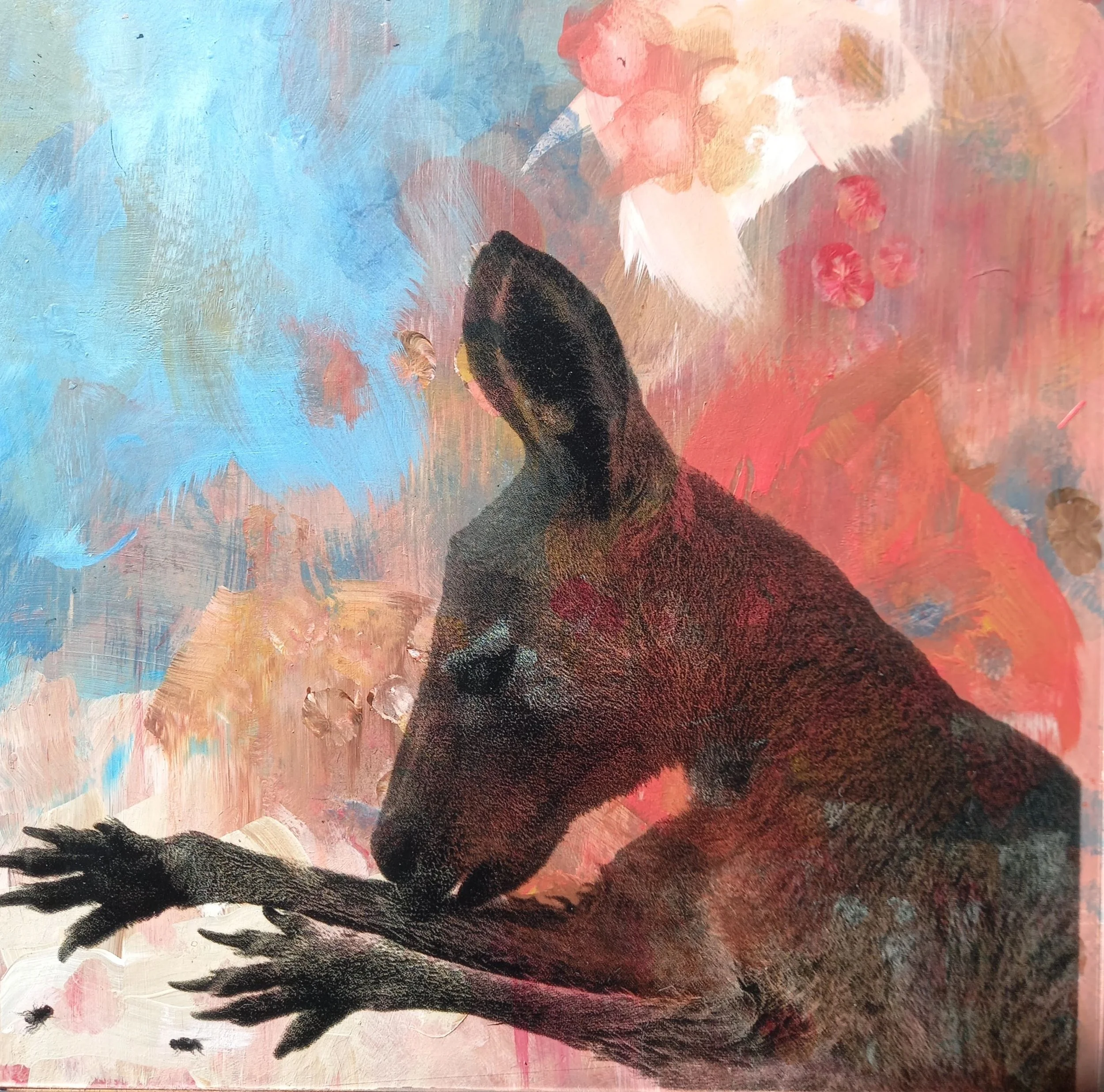    “Downunder with Cedar”  , 2025, Digitally Painted Glass over Painted Board, 300mm x 300mm 