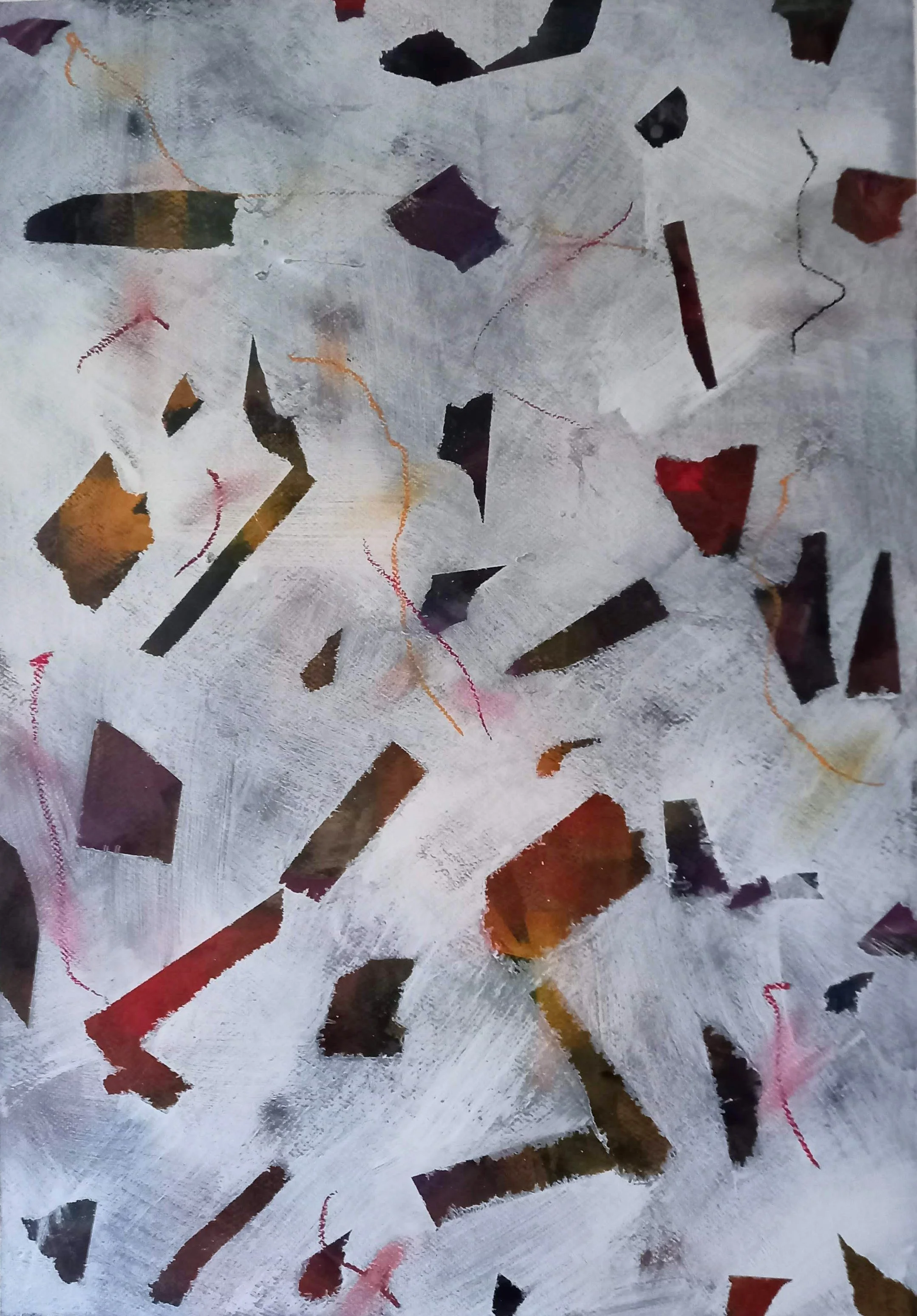  “White Out”, 2025, Acrylic and Oil Pastels on Paper, 765mm x 560mm 