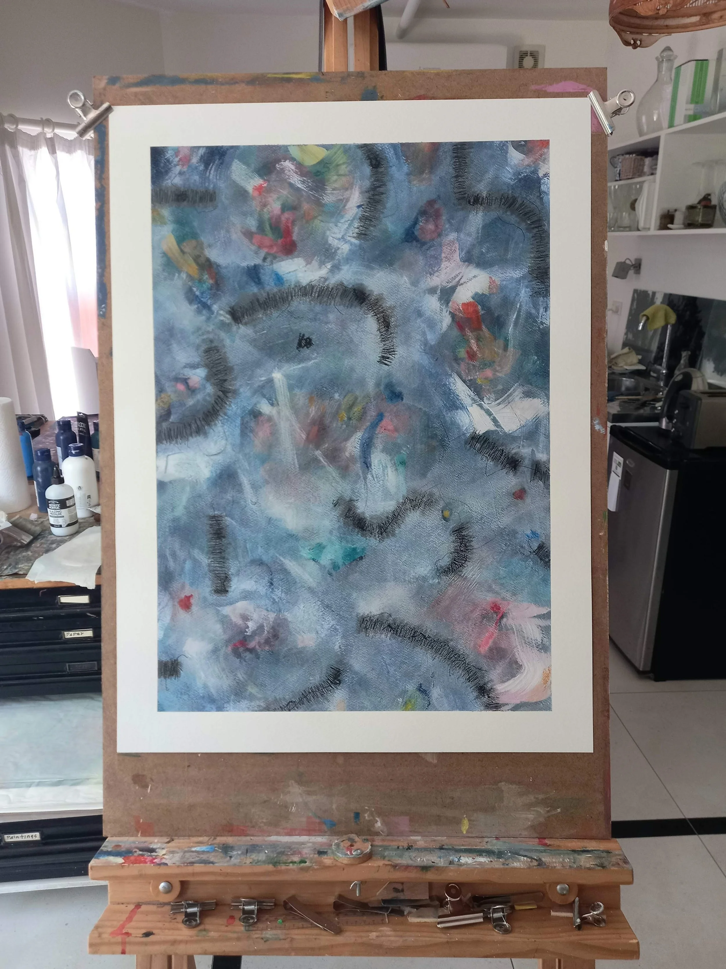    “Untitled”,   2025, Acrylic, Pencil , Ink and Oil Pastels on Paper, 765mm x 560mm 