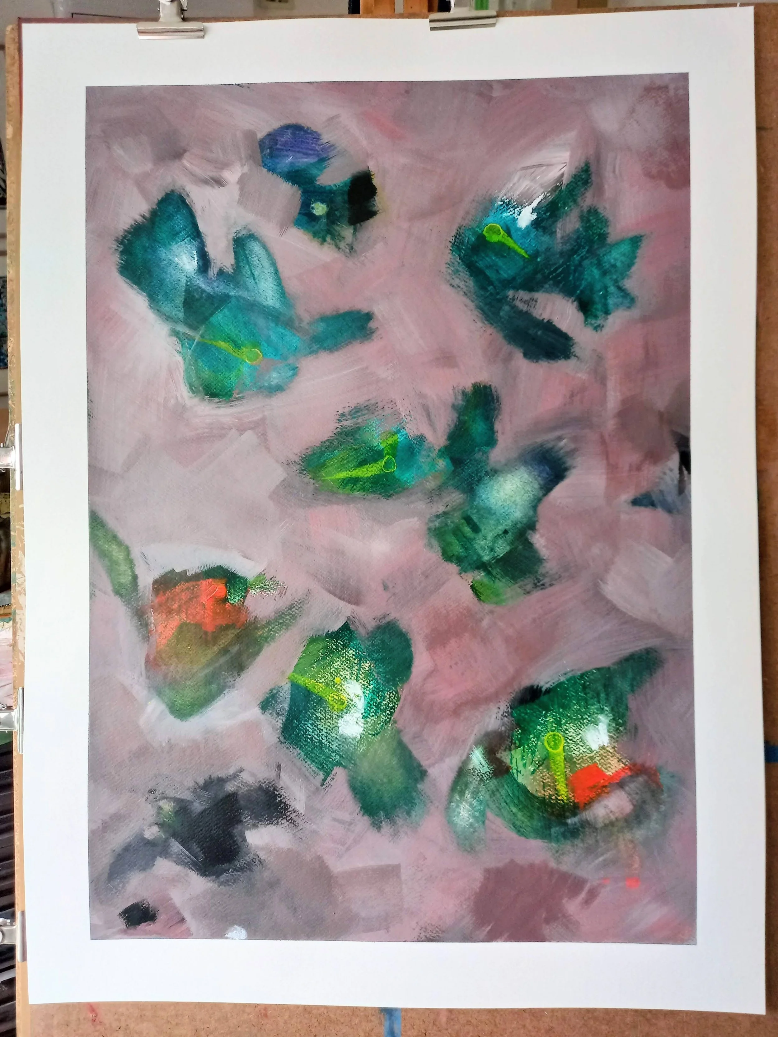    “Flutter”  , 2025, Acrylics and Oil Pastels on Paper, 765mm x 560mm 