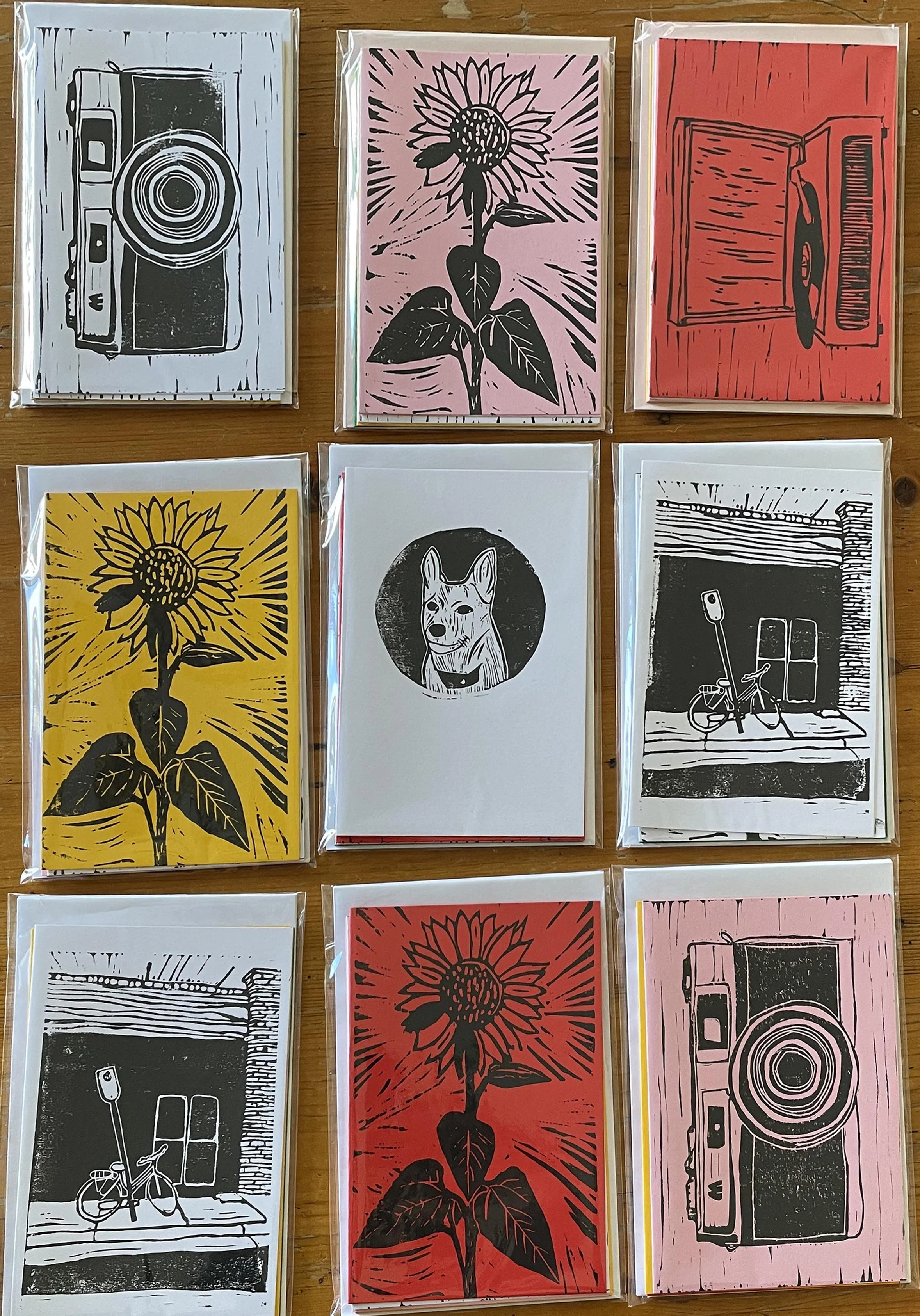 Lino Print Cards (Pack of 4)