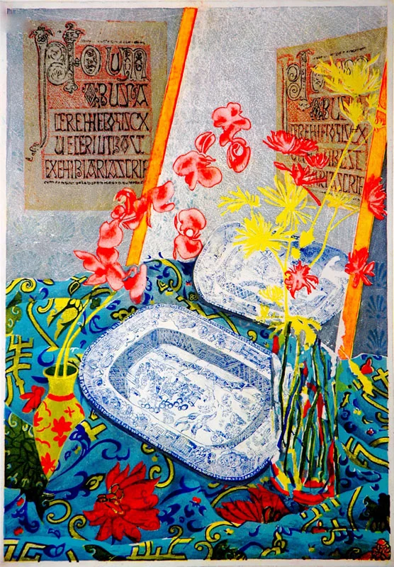 Illuminated manuscript and orchid