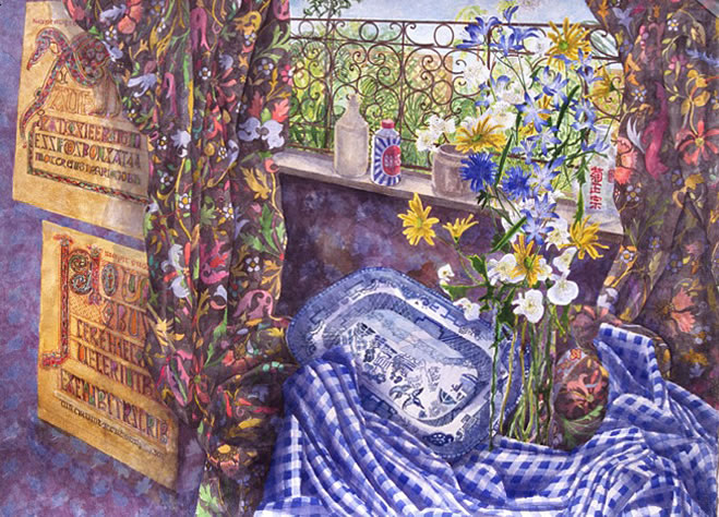 Window study with William Morris silks