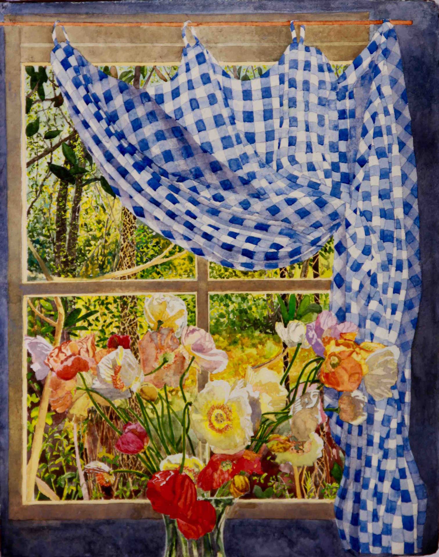 Poppies and Gathered Gingham