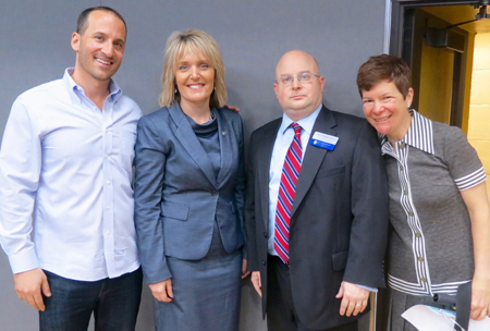 From left to right: Drew Schwartz, director of learning and career development at EducationPlus, Margie Vandeven, Ph.D., commissioner of the Missouri Department of Elementary and Secondary Education, David Borgmeyer, Ph.D., director of the Center for International Studies at Saint Louis University, and Flannery Burke, Ph.D., associate professor, Department of History at SLU. Submitted photo